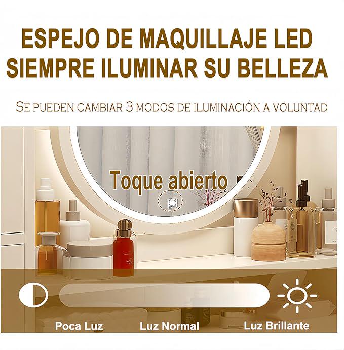 Столик для макияжа с зеркалом с LED подсветкой и шкафчиками 80х40х128 см (17246) - фото 6 Столик для макияжа с зеркалом с LED подсветкой и шкафчиками 80х40х128 см (17246) - фото 6