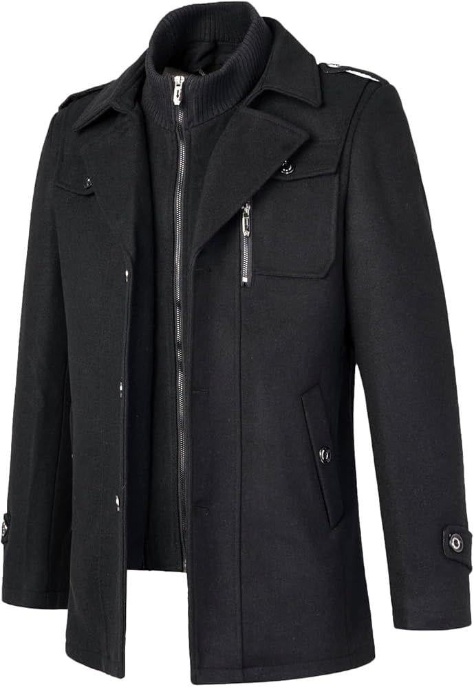 Пальто чоловіче коротке шерстяне з коміром Slim Fit M Чорний (35016778) Пальто чоловіче коротке шерстяне з коміром Slim Fit M Чорний (35016778)