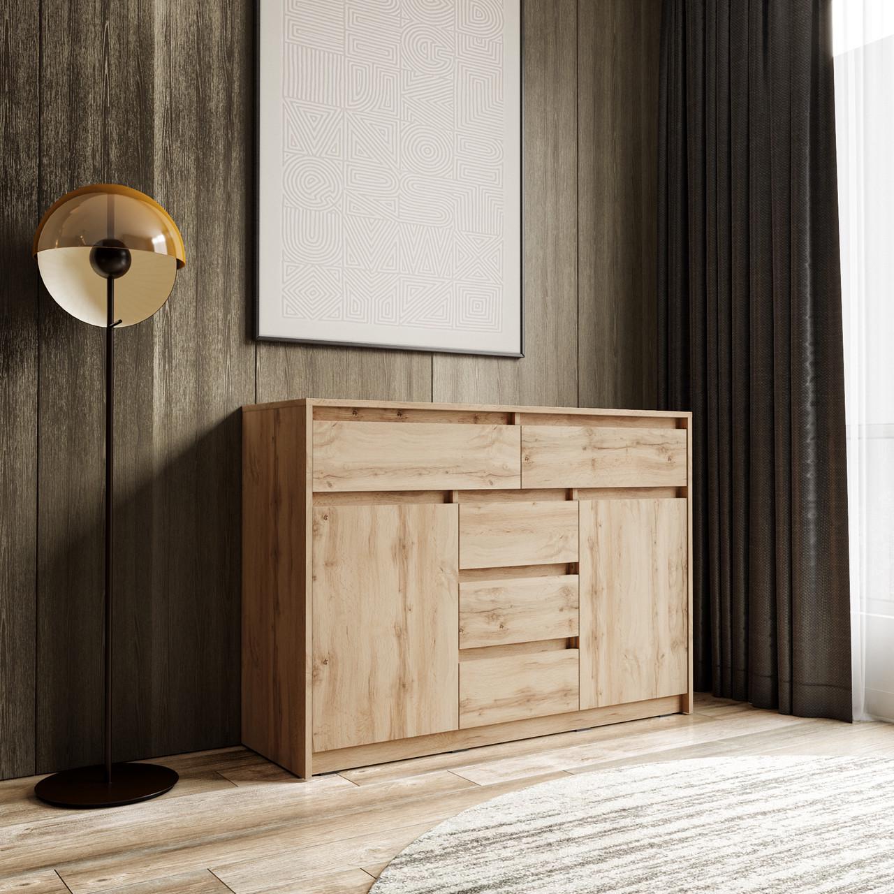 Комод Sanro на 5 ящиків та двома дверцями 1271х910х400 мм Дуб аппалачі (T227)