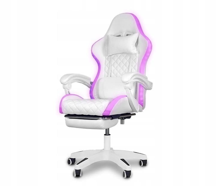Кресло офисное поворотное игровое SPARTA с RGB LED и подставкой для ног White (2967040598)