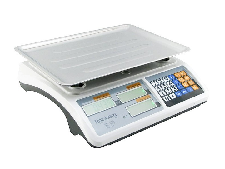 Ваги торгові електронні Rainberg RB-311 до 55 кг з двостороннім дисплеєм та лічильником ціни (ML-04917)