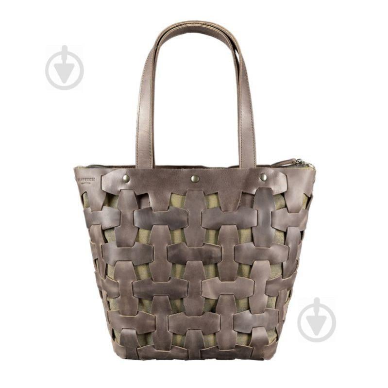 Кожаная плетеная женская сумка BlankNote Пазл Crazy Horse L Темно-Коричневая (BN-BAG-33-o)