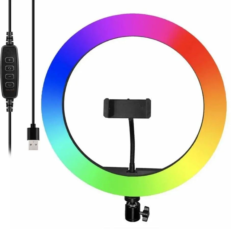 Кольцевая лампа для фото и видео съемки Ring Light LED с держателем RGB 15 режимов 30 см (532-1)