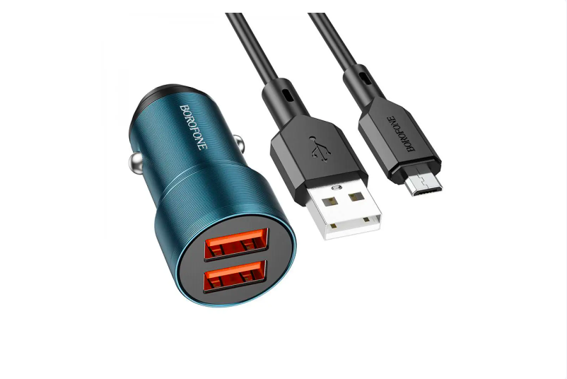 Зарядное устройство автомобильное Borofone BZ19 Wisdom 2USB/2,4A MicroUSB Blue Зарядное устройство автомобильное Borofone BZ19 Wisdom 2USB/2,4A MicroUSB Blue