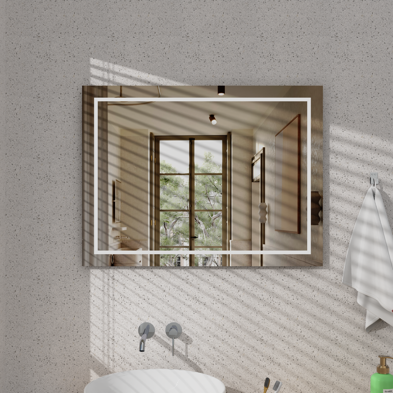 Зеркало в ванную Avko DF45 с подсветкой прямоугольное 800х600х35 мм (2371516801)