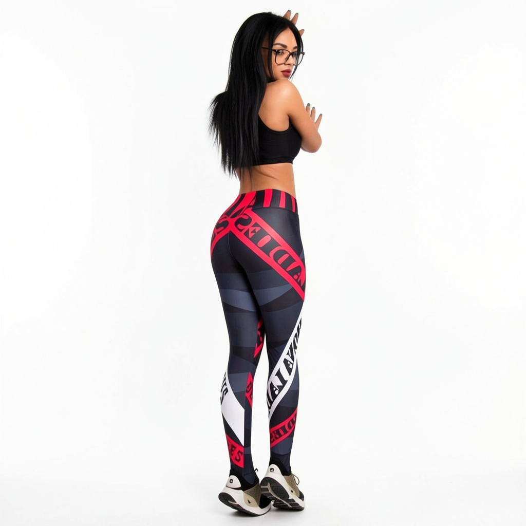 Лосины женские для занятий спортом Fitness lovers M Черно-красный (2815826795)