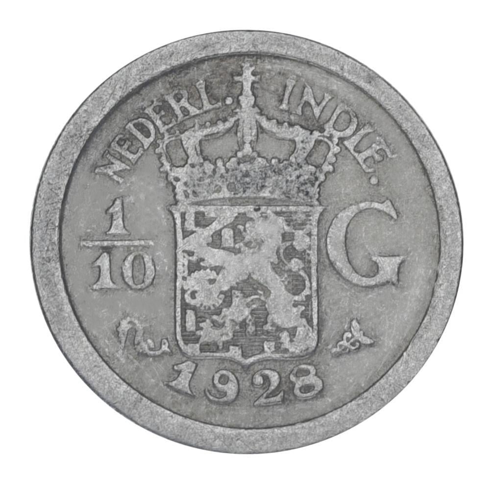 Коллекционная монета Нидерландская Индия 1/10 гульдена 1928 F-VF Ag 720 1,25 г (М22142)