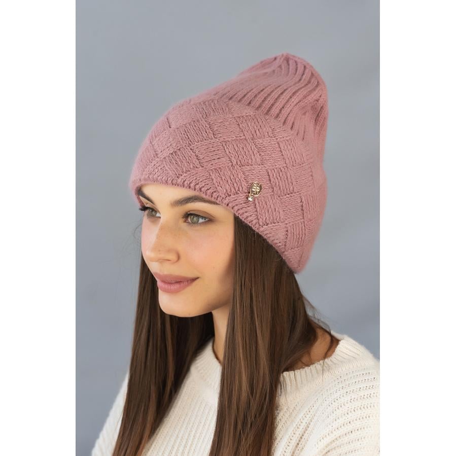 Шапка женская из шерсти кролика Braxton 7226 one size Темно-пудровый