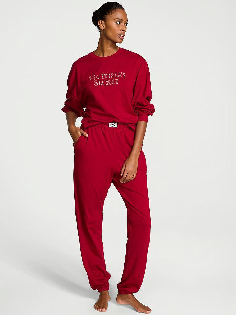 Пижама котоновая Victoria's Secret 100% Cotton Shine Long Pajama Set Regular M Красный (27209983) Пижама котоновая Victoria's Secret 100% Cotton Shine Long Pajama Set Regular M Красный (27209983)