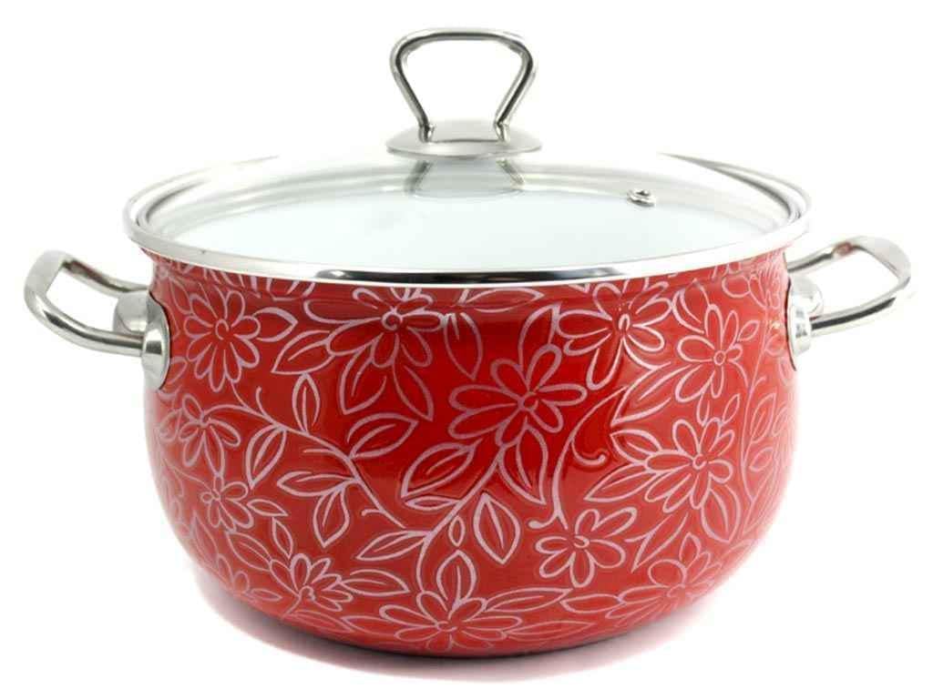 Кастрюля Interos Рельеф Ажур 5,1 л d 22 см Красный (2598 В Т 67224)