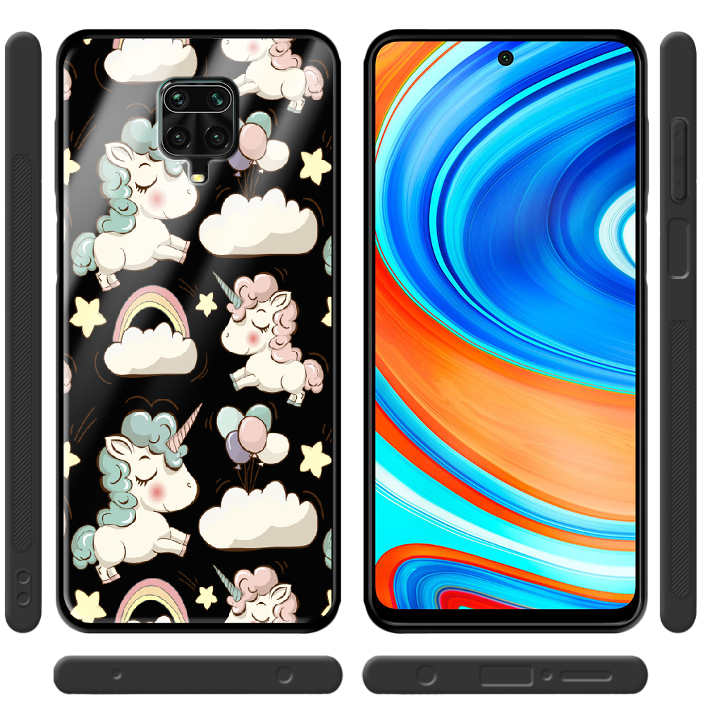 Чохол Boxface Xiaomi Redmi Note 9S Unicorns Чорний силікон зі склом (39475-cc2-40098) - фото 2