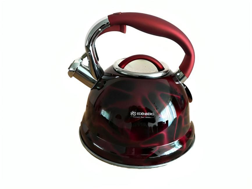 Чайник Edenberg зі свистком з нержавіючої сталі 3 л (EB-1911-red) - фото 1 Чайник Edenberg зі свистком з нержавіючої сталі 3 л (EB-1911-red) - фото 1