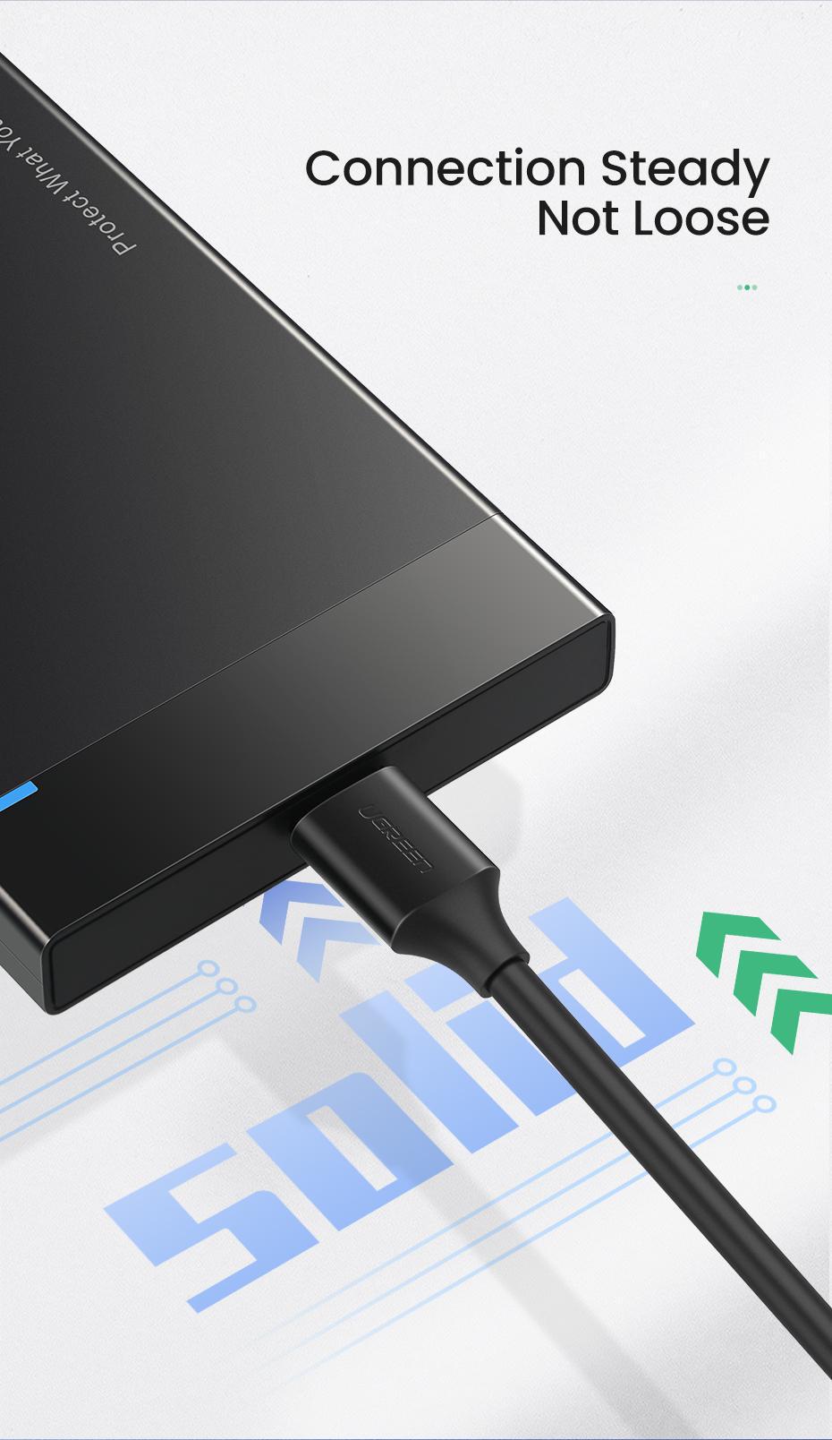 Кабель для жестких дисков UGREEN USB 3.0-Micro USB Type-B 5 Гбит/с USB 3.0 A на Micro-B 1 м Черный (10841) - фото 11