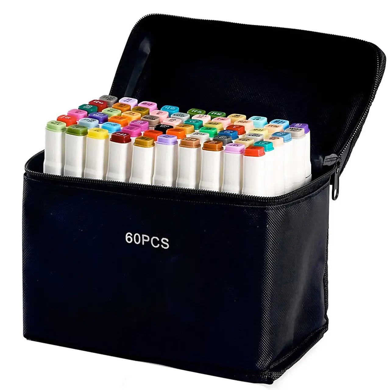 Маркеры двусторонние спиртовые Touch Smooth для рисования и скетчей 60 шт. и Подставка для маркеров Розовый - фото 3