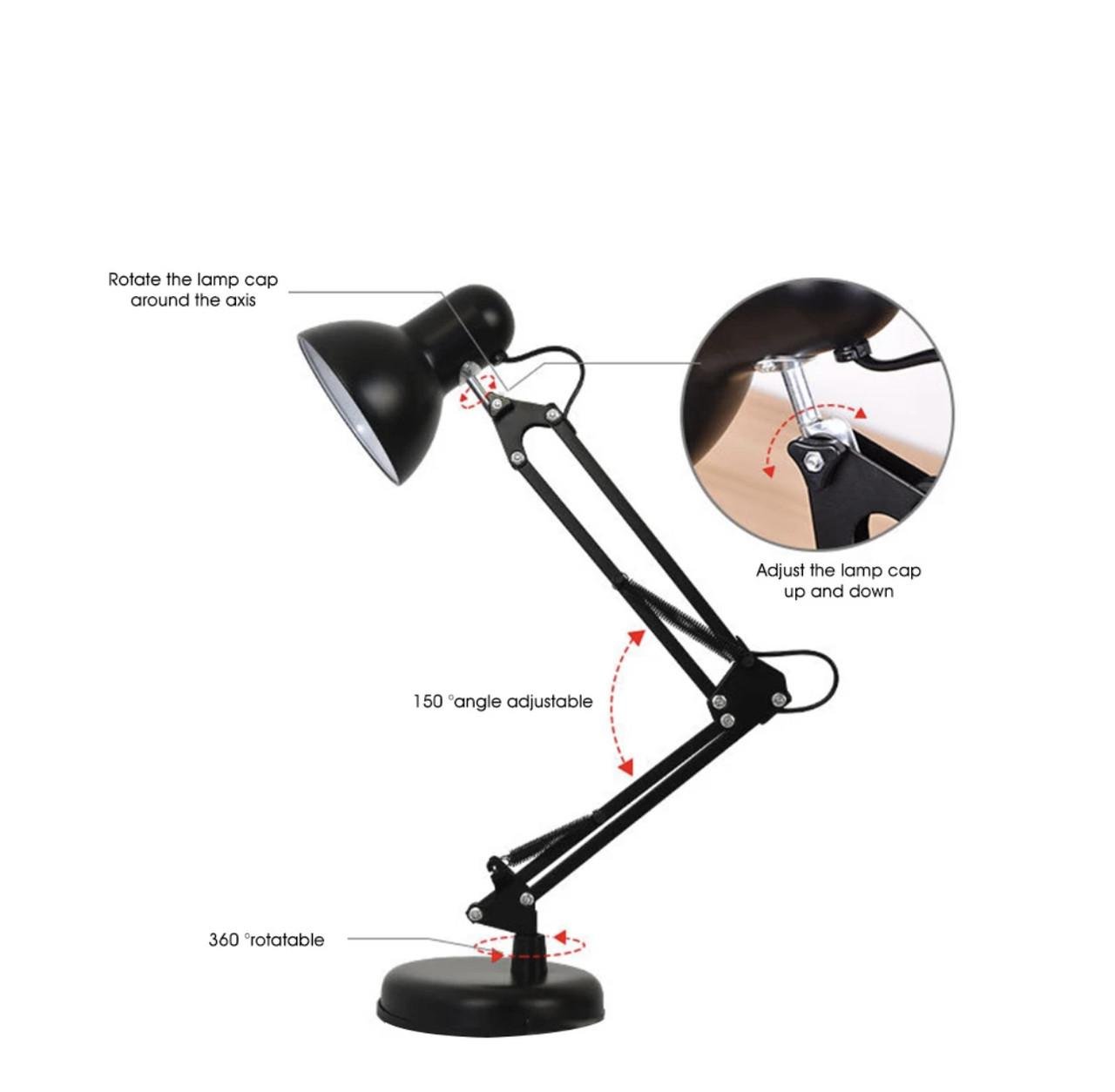 Настільна лампа 811В на підставці та струбціні з кріпленням Чорний - фото 8 Настільна лампа 811В на підставці та струбціні з кріпленням Чорний - фото 8