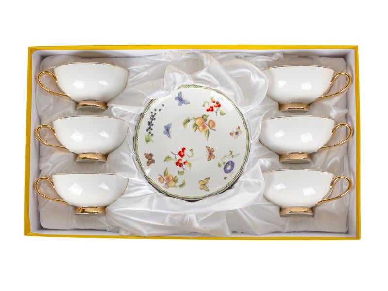 Чайний набір Lefard Flavory на 6 персон чашки із золотою облямівкою 200 мл Білий (975-071) - фото 2