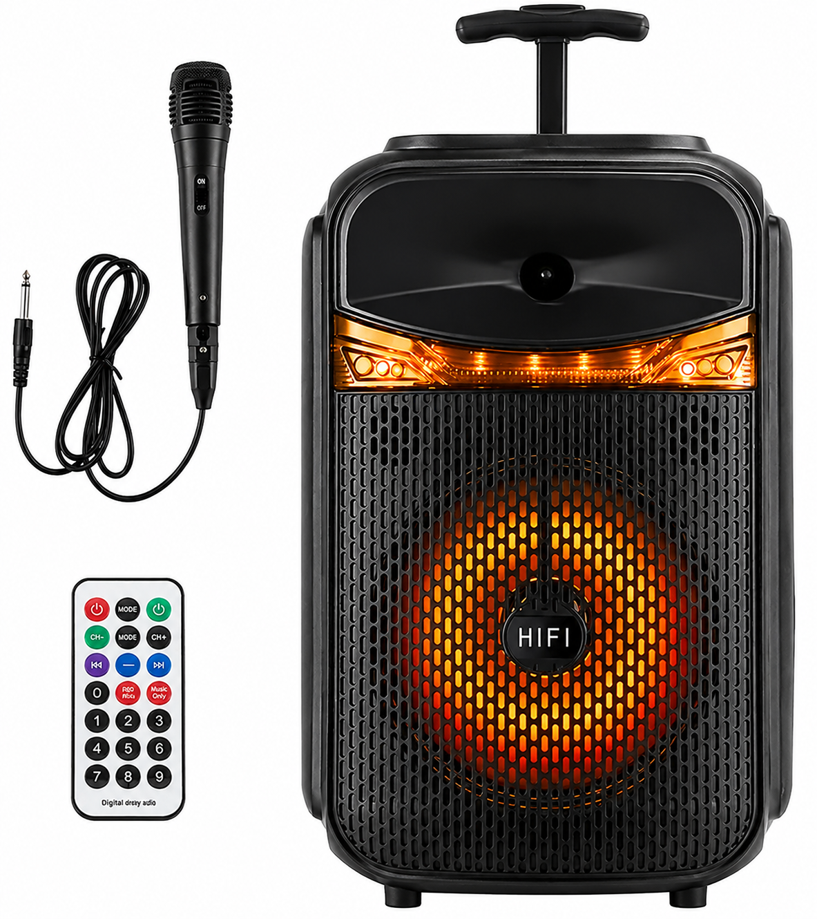 Портативна колонка RX-8188 Bluetooth для караоке з мікрофоном LED-підсвіткою USB TF та FM-радіо (ML-06311)