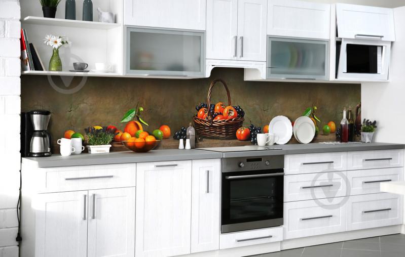 Скинали на кухню Zatarga «Хурма и цитрусы» 600х3000 мм виниловая 3Д наклейка кухонный фартук самоклеящаяся