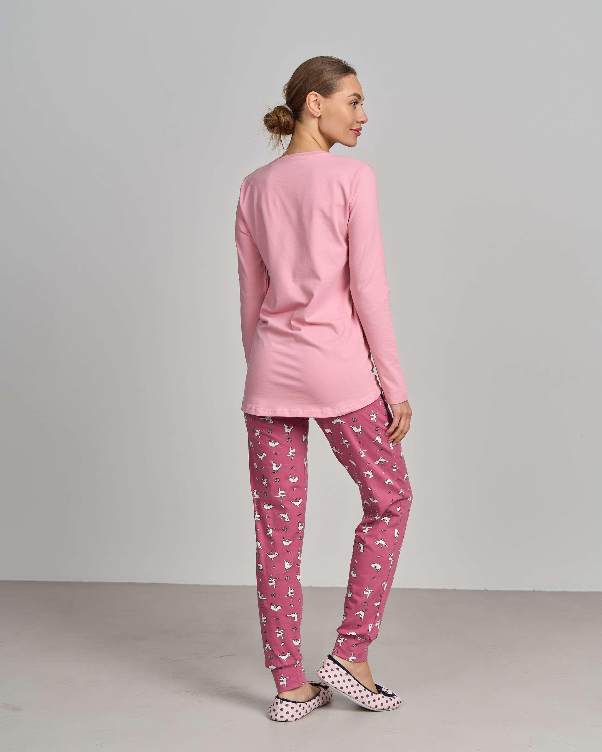 Піжама жіноча зі штанами Два котика S Рожевий (96573) - фото 4 Піжама жіноча зі штанами Два котика S Рожевий (96573) - фото 4