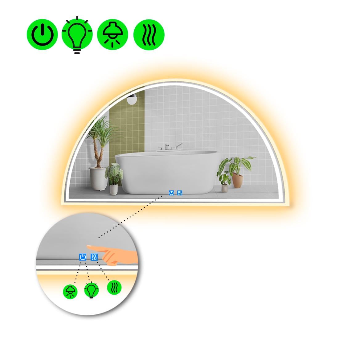Зеркало с LED подсветкой Cerhio 4 с часами и линзой с подсветкой 110x55 см (8776094)