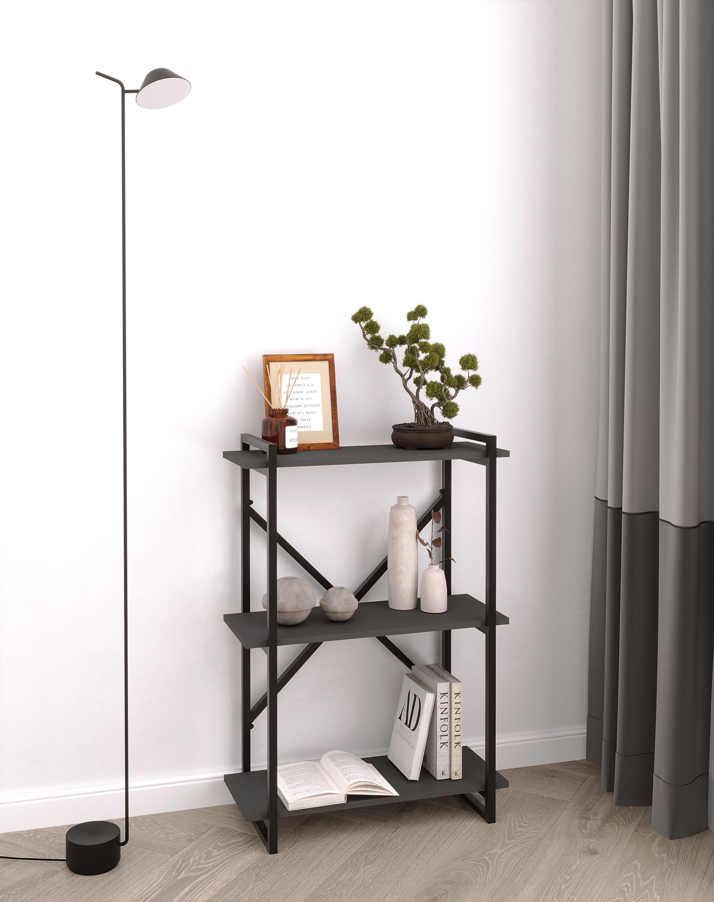 Стелаж металевий в стилі лофт 60х30х100 см Антрацит - фото 1