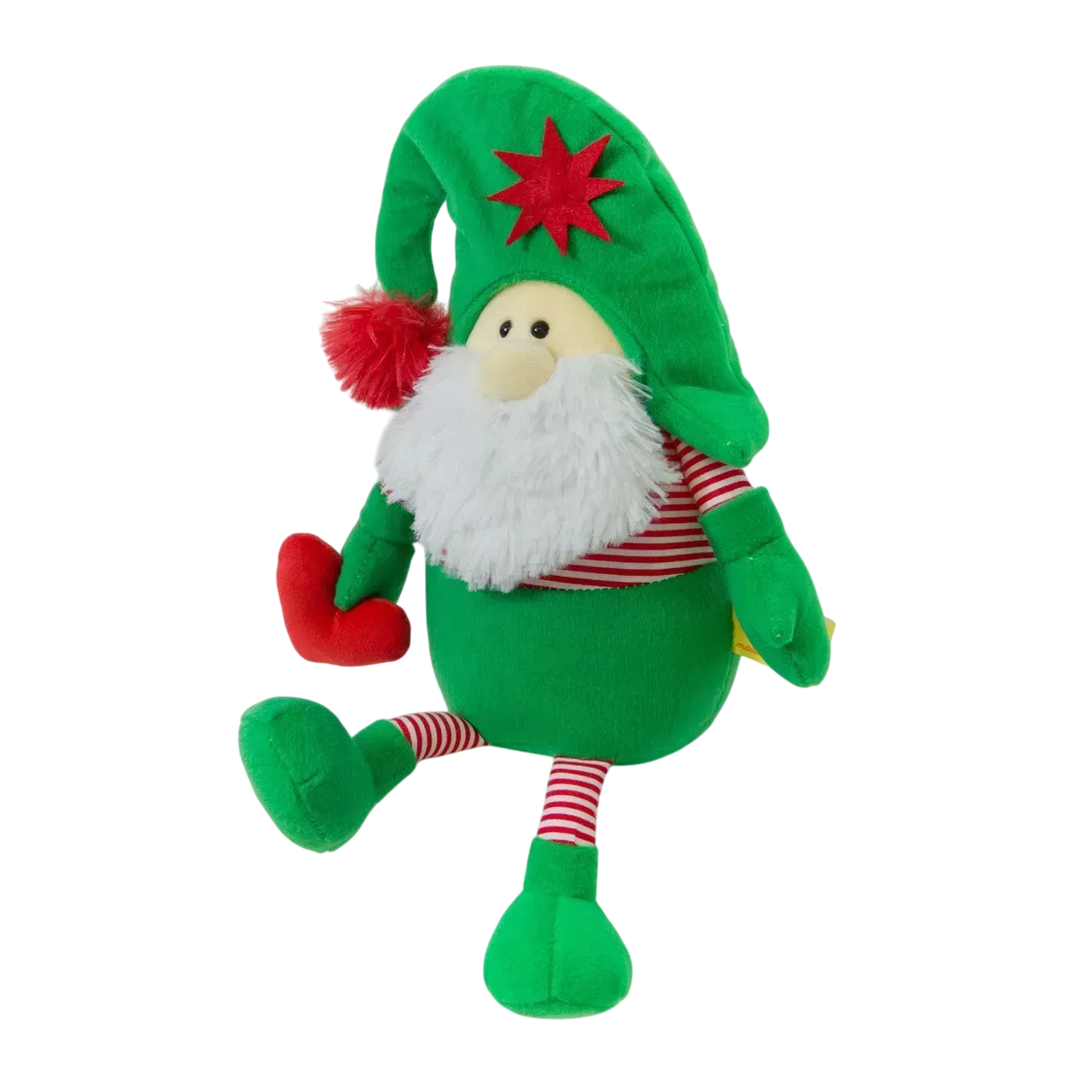 М'яка іграшка Kidsqo гномик Санта з серцем з мікроплюша 32 см Зелено-червоний (150-98-KD625)