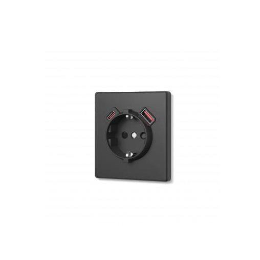 Розетка Videx Nota 1а с заземлением USB-A+C 20W (VF-NT-SK1GUC-BL)