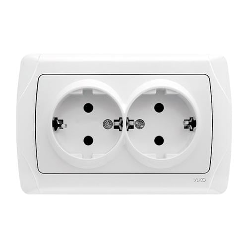Розетка Viko Carmen двойная с заземлением Белый (20958-е)
