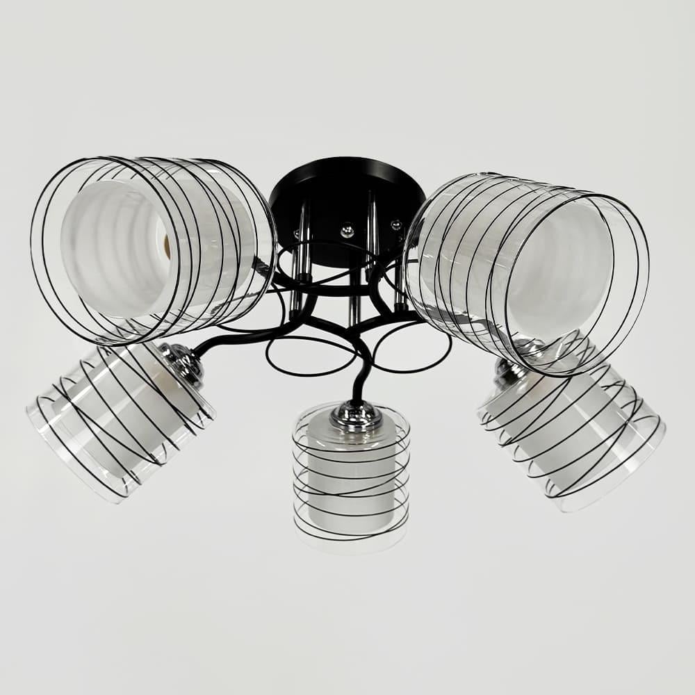 Светильник потолочный на 5 двойных плафонов Ø 50 см Черный/Хром (6190/5A BK/CH)