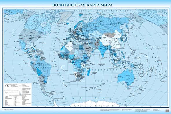 Наклейки WS Wallpaper "Политическая карта мира" на русском языке 100x70 см (51508201911m)