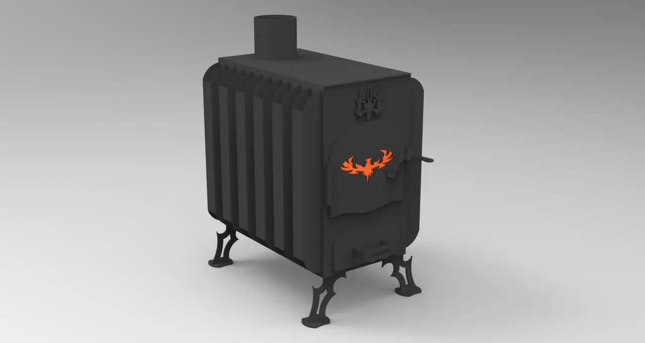 Печь-радиатор длительного горения с варочной поверхностью и стеклом Печь-радиатор длительного горения с варочной поверхностью и стеклом