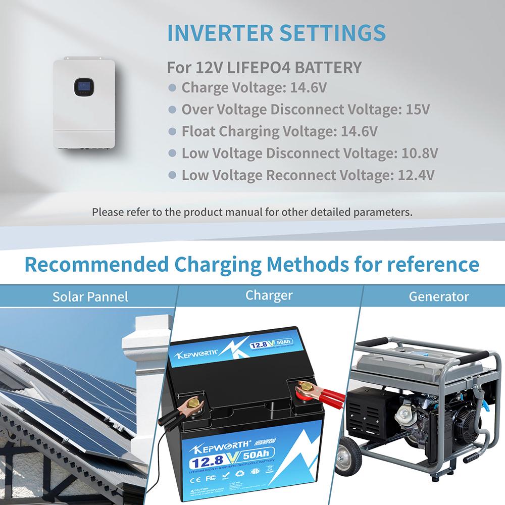 Акумулятор Kepworth LiFePO4 12V 50Ah 640W із зарядним пристроєм BMS (K12050198) - фото 8 Акумулятор Kepworth LiFePO4 12V 50Ah 640W із зарядним пристроєм BMS (K12050198) - фото 8