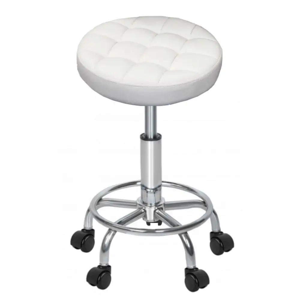 Кресло-табурет Bonro B-496 на колесах круглый Белый (132-76-42401025)