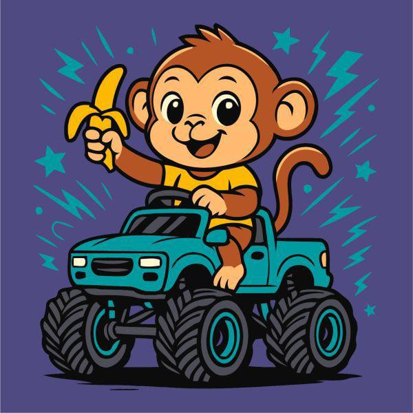Картина за номерами Ideyka Мавпа на машині 25x25 см (Id-KHO1312)