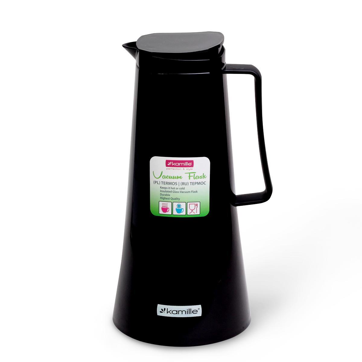 Термос Kamille Vizo 1000 мл зі скляною колбою Чорний (8431259)