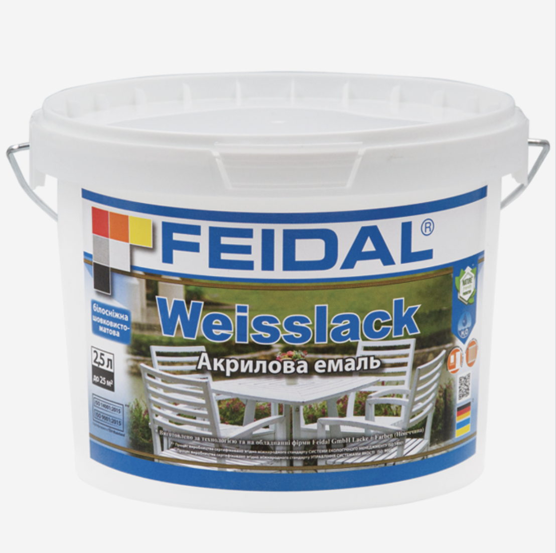 Эмаль акриловая Feidal Weisslack 2,5 л Белый шелковисто-матовый (27582130)