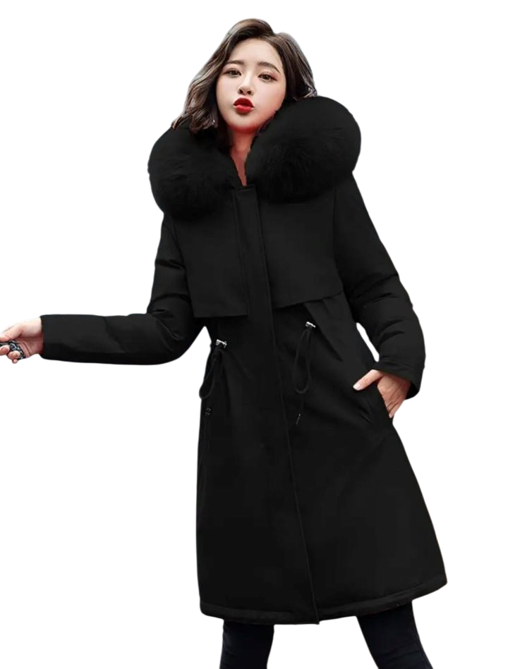 Куртка-парка женская с капюшоном на молнии М Черный (4042)