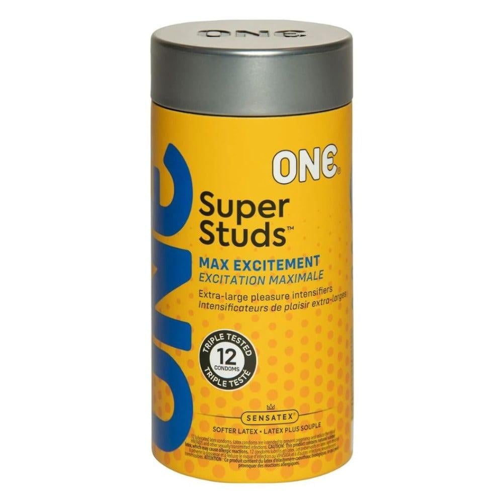 Набор текстурированных презервативов с шипами ONE Super Studs 12 шт. (ONE112179)