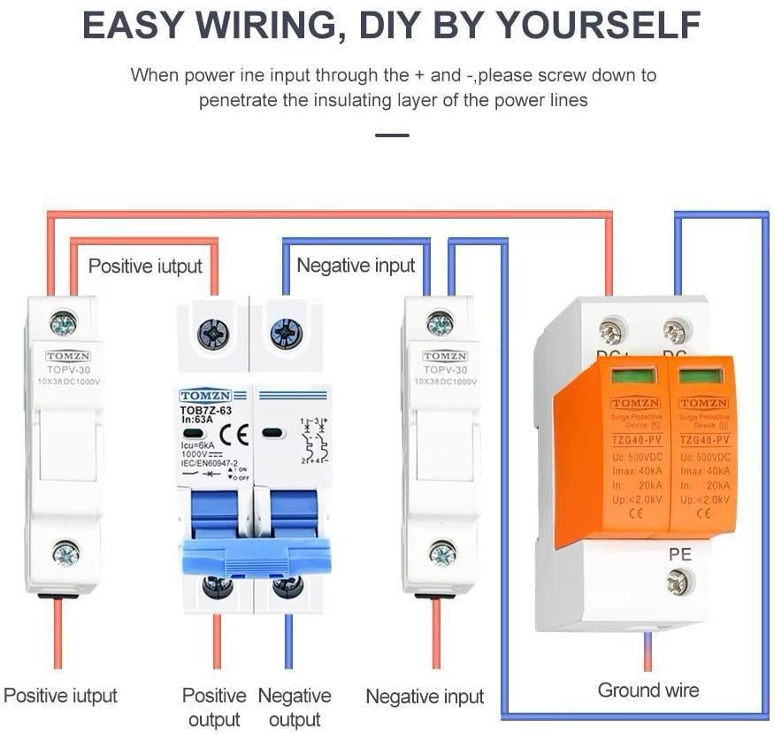 Вимикач постійного струму TOMZN автоматичний DC MCB TOB7Z-63 2P Icu 6kA на DIN рейку 3А двополюсний до 1000V (99453001) - фото 9 Вимикач постійного струму TOMZN автоматичний DC MCB TOB7Z-63 2P Icu 6kA на DIN рейку 3А двополюсний до 1000V (99453001) - фото 9