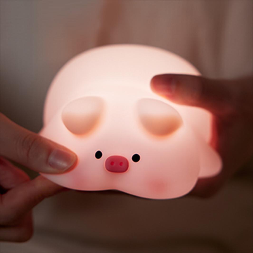 Ночник силиконовый Sleeping Pig Lamp Pink (20938011) - фото 9