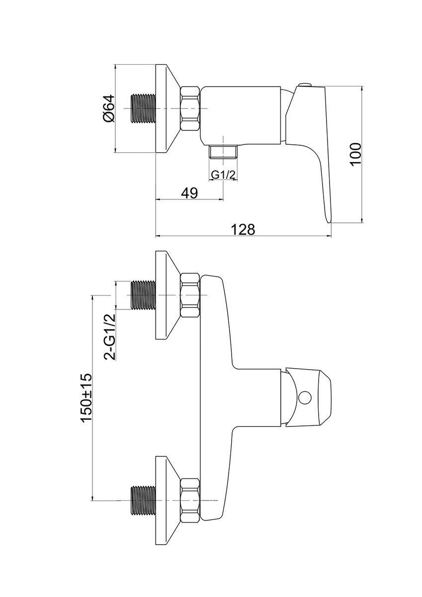 Змішувач для душу Perla Split одноважільний латунь (PSH405) - фото 2 Змішувач для душу Perla Split одноважільний латунь (PSH405) - фото 2