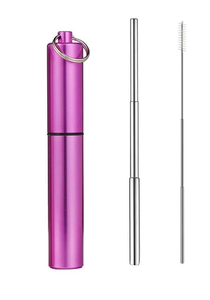 Многоразовая металлическая трубочка SUNROZ Metal Straw для напитков в футляре Фиолетовый (SUN4442)
