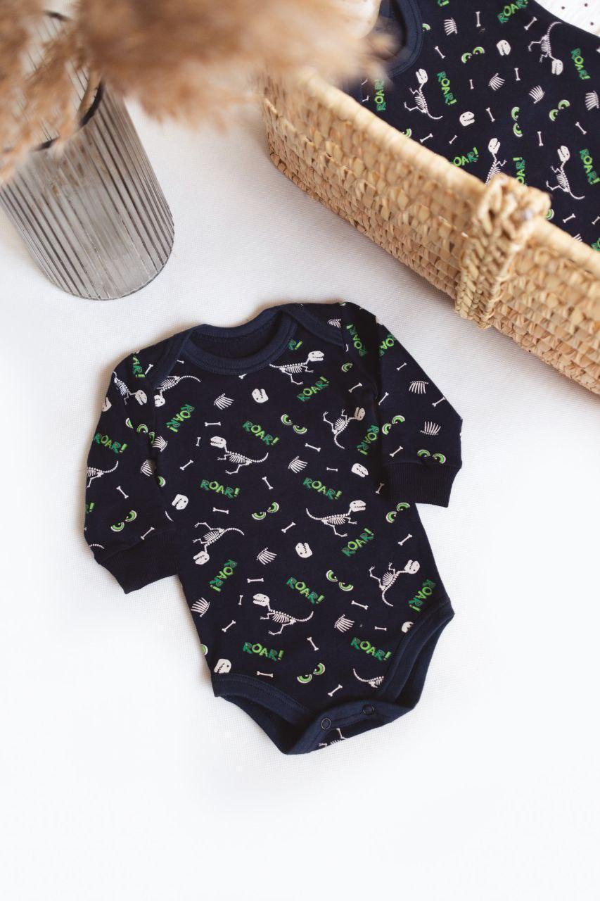 Боди стрейч кулир длинный рукав Дино 68 см (2679527308)