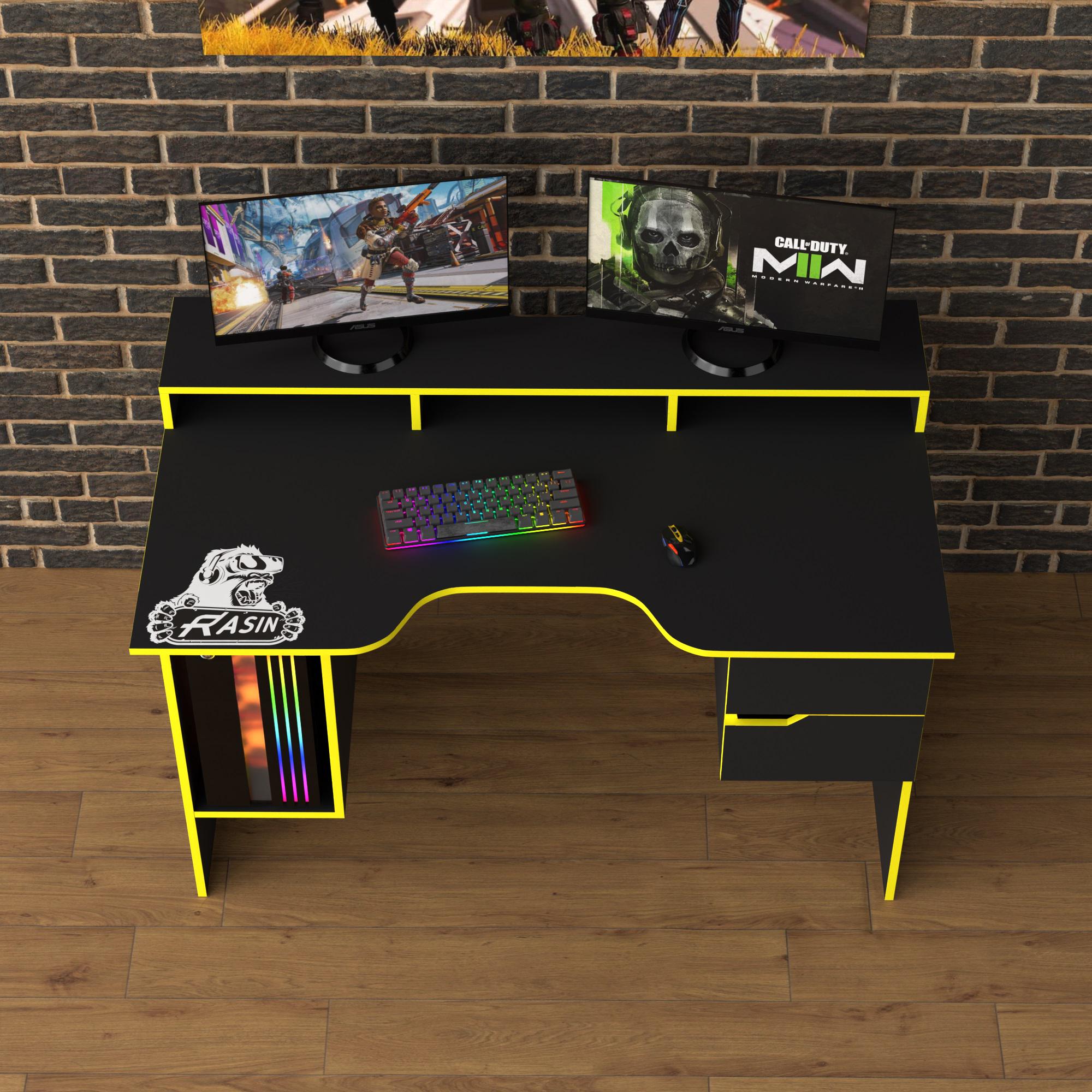 Геймерський стіл Тіса-меблі Rasin RS-10 140х80х88 см Чорний/Жовтий - фото 2 Геймерський стіл Тіса-меблі Rasin RS-10 140х80х88 см Чорний/Жовтий - фото 2