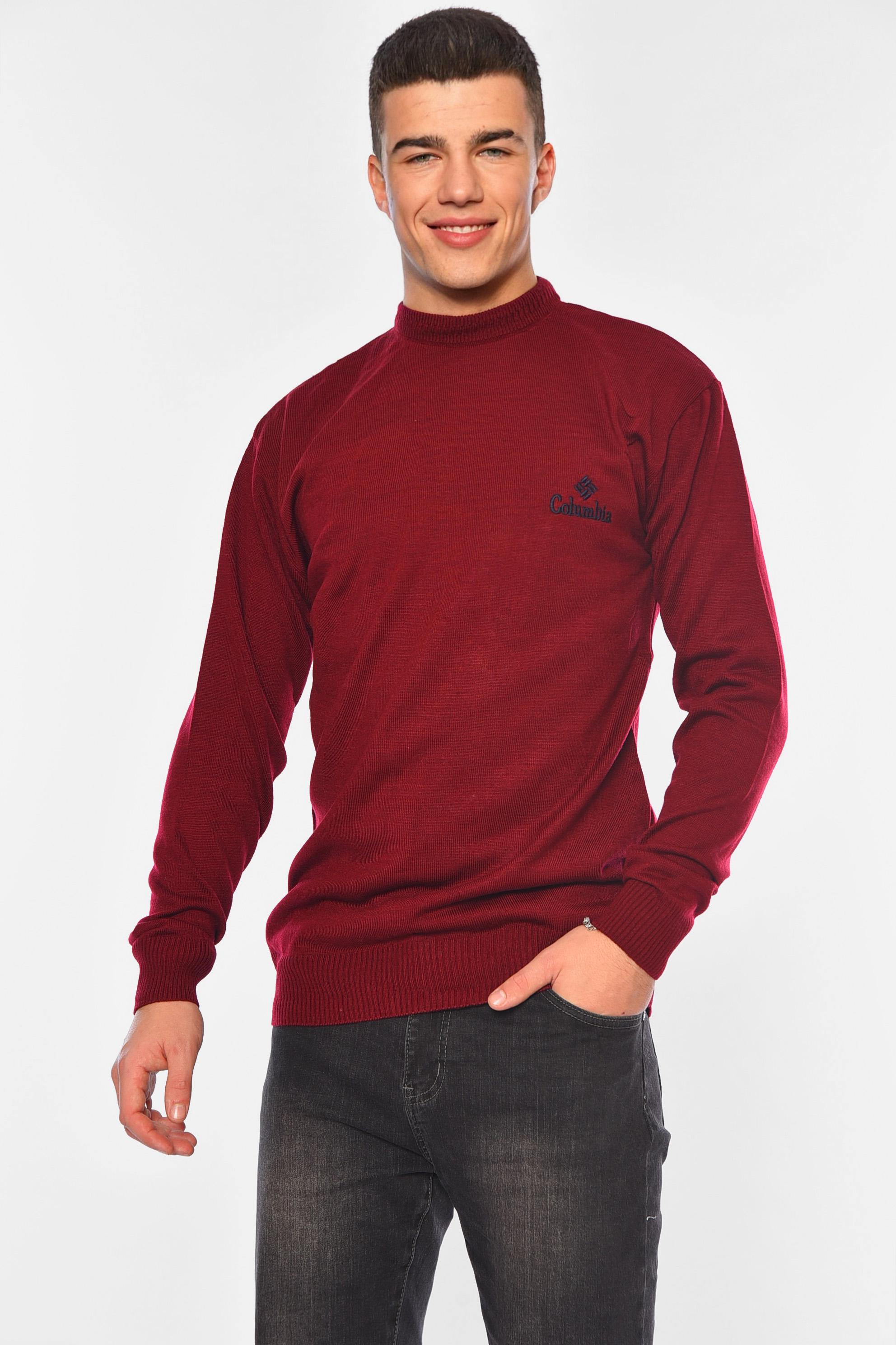 Свитер мужской однотонный M Бордовый (194505)