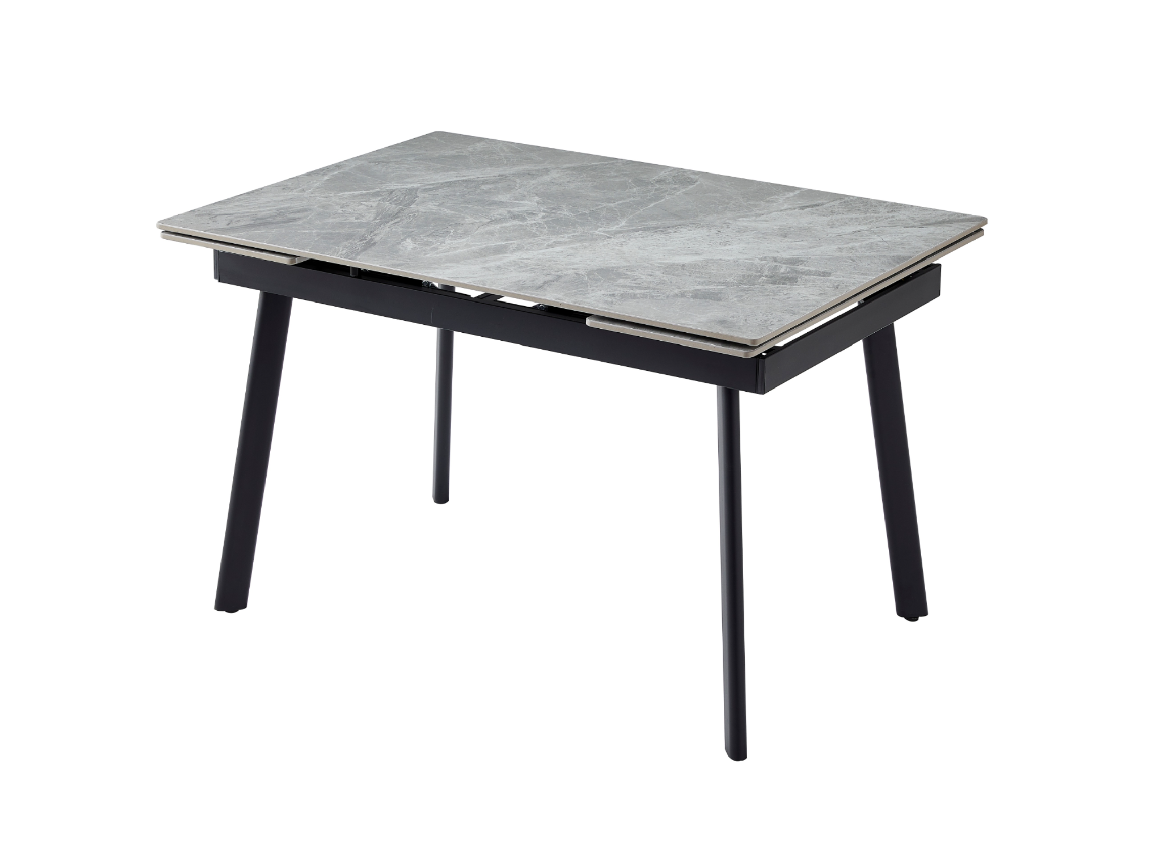 Стол обеденный раздвижной Vetro Mebel 1200-1800x850x760 мм Бьянко карарра грей/Черный (TМ-98-1)