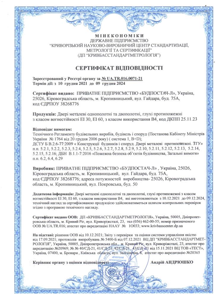 Двері протипожежні металеві ЕІ 60 980х2100 мм (RAL 7024) - фото 7