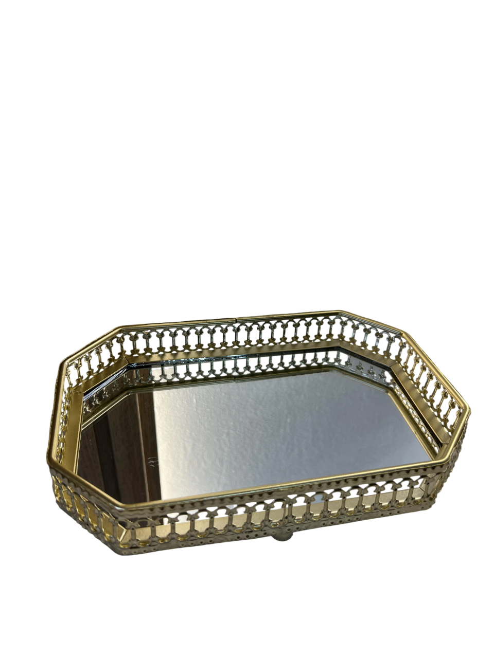 Підставка метал/дзеркало 20х13х4 см із золотом (31772478)