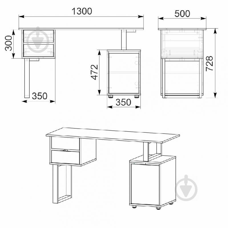 Стол письменный KOMPANIT Лофт-4 Бук - фото 2
