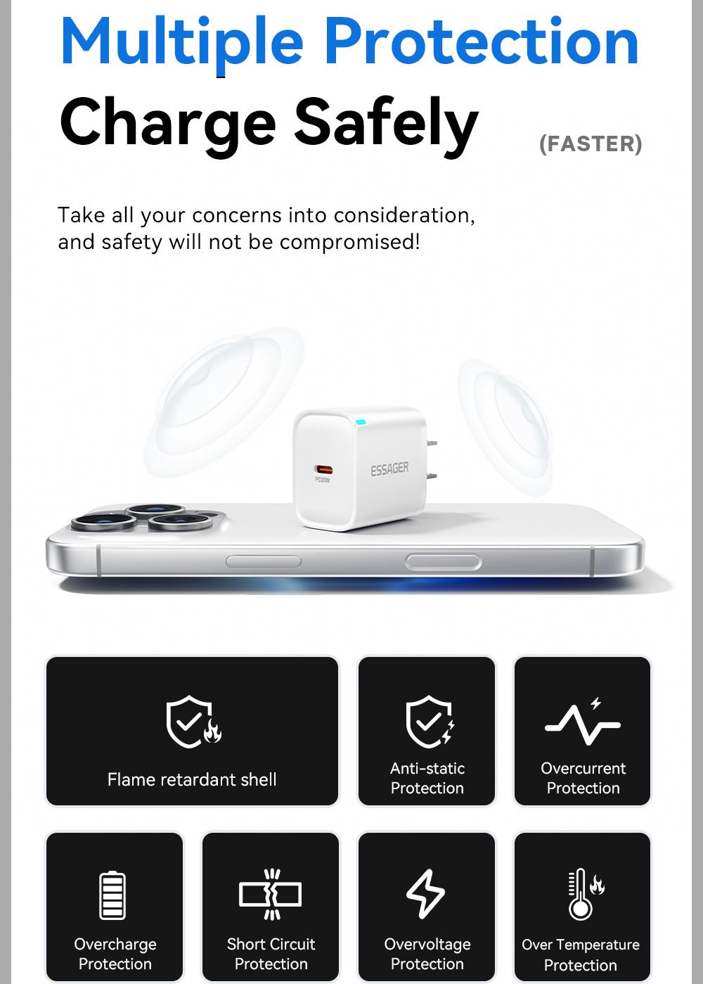 Зарядное устройство сетевое Essager Quick Charger Type-C 30 W Black (29113946) - фото 7